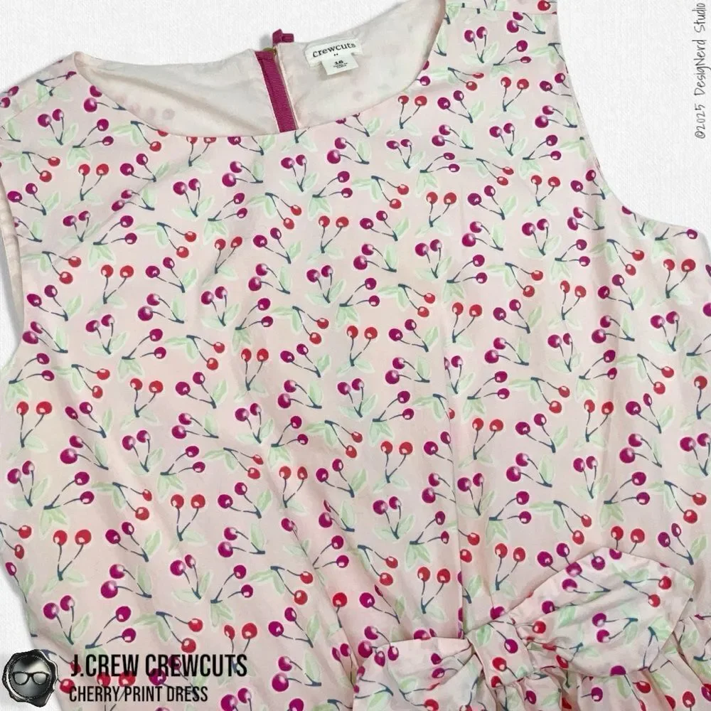 J.CREW CREWCUTS GIRLS’ CHERRY-PRINT DRESS SIZE 16 XXL IN PINK